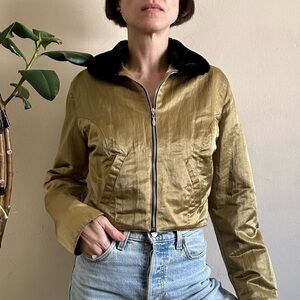 Vintage 90's Gold Cropped Bomber
